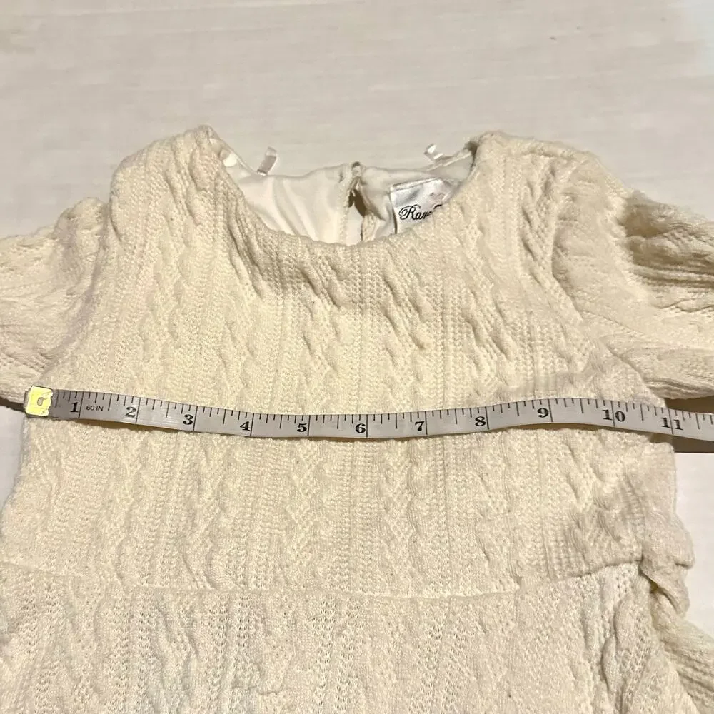 Rare Editions Ivory Creamy White Cable Knit Sweater Dress Girls 6